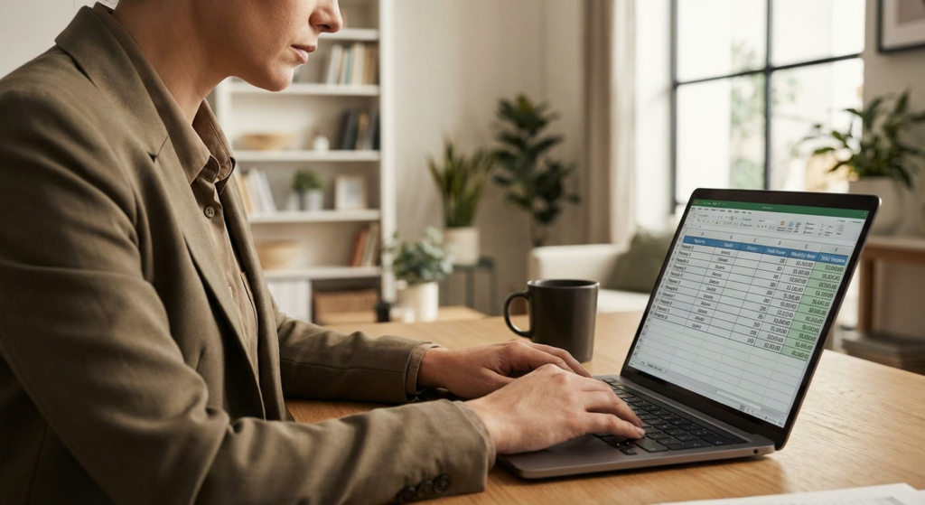 DSCR loans commercial real estate - investor reviewing rental income spreadsheet