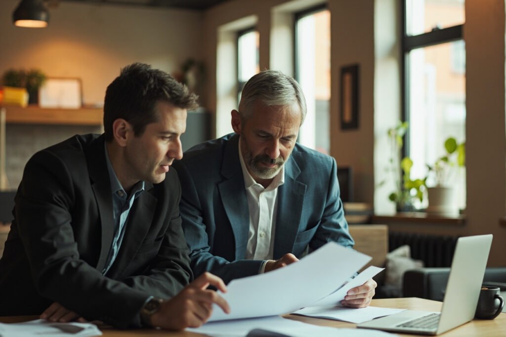 commercial loan broker reviewing financing options with a commercial real estate investor