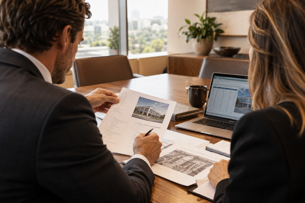Auction property financing checklist reviewed before commercial real estate bid day